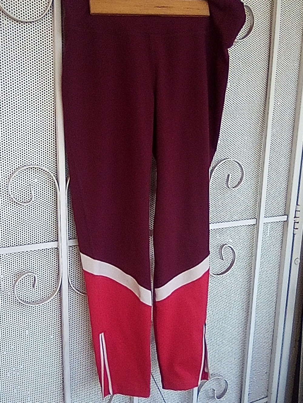 Old Navy Colorblock Track Pants in Plum, Red and Cream